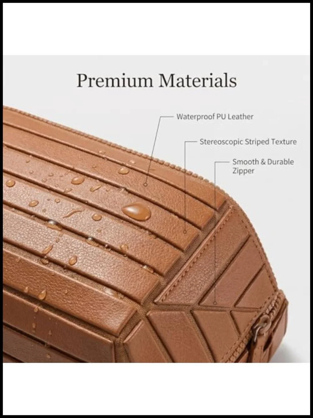 Large Capacity Fold Down Cosmetic Bag, Waterproof PU Leather Pull Open Toiletry